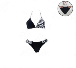 Mya Swimwear Δίχρωμο Γυναικείο Σετ Μπικίνι Τριγωνάκι Μαύρο - Zebra Print Medium