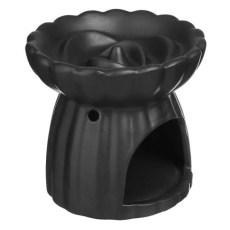 Βάση Αρωματικού Λαδιού Κεραμική Μαύρη Σχήμα Λουλούδι 11x11cm