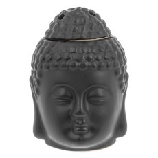 Κεραμική Βάση Αρωματικών Χώρου Βούδας με Καπάκι Μαύρο 13cm