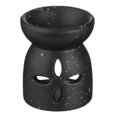 Κεραμική Βάση Αρωματικών Χώρου Μαύρη Ματ Διάτρητο Σχέδιο Λουλούδι 6.5x8cm